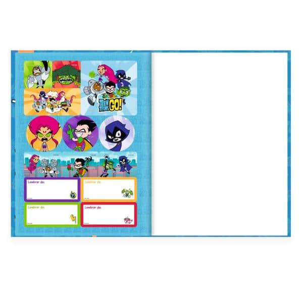 Caderno Universitário Capa Dura Brochura Costurado 80 Folhas Titans Go Spiral - PT 1 UN