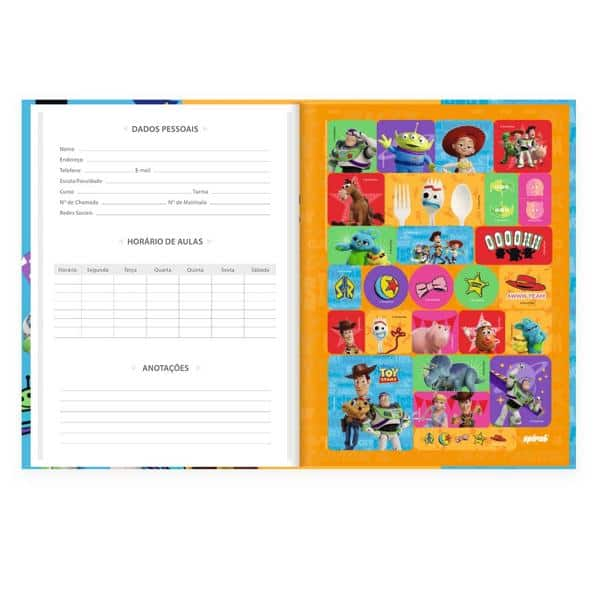 Caderno Universitário Capa Dura Brochura Costurado 80 Folhas Toy Story Spiral - PT 1 UN