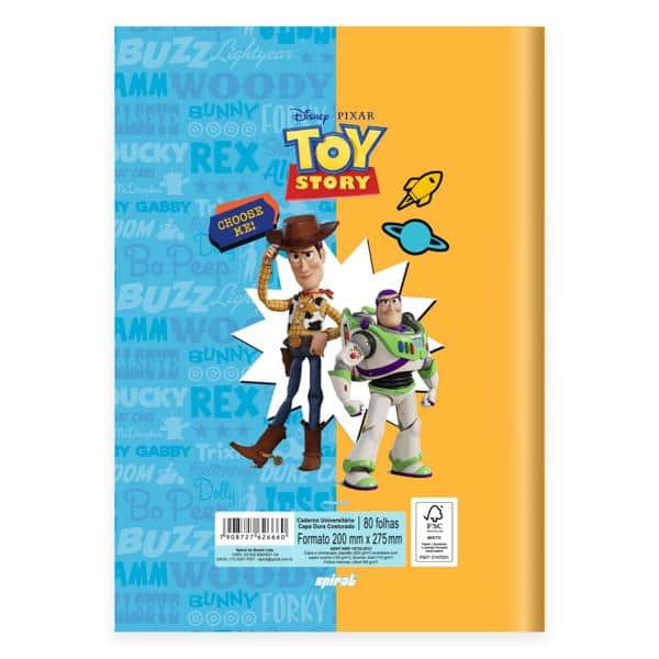 Caderno Universitário Capa Dura, 1 x 1, 80 Folhas, Toy Story, 2526660, Spiral Toy - PT 1 UN