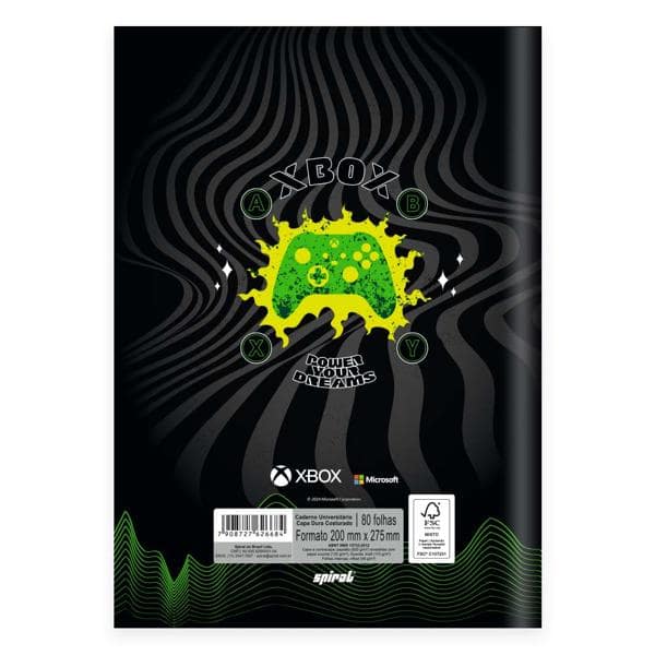 Caderno Universitário Capa Dura Brochura Costurado 80 Folhas Xbox Spiral - PT 1 UN