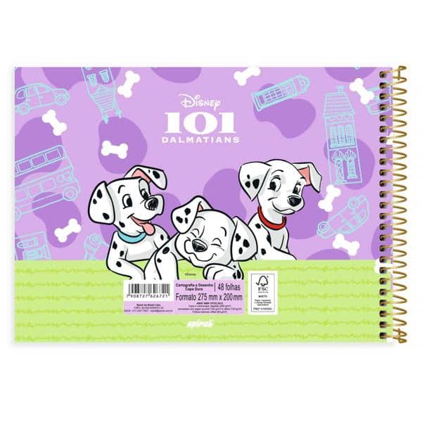 Caderno Cartografia e Desenho Capa Dura 48 Folhas, Disney Clássicos, 101 Dálmatas, 2526721, Spiral Cld - PT 1 UN