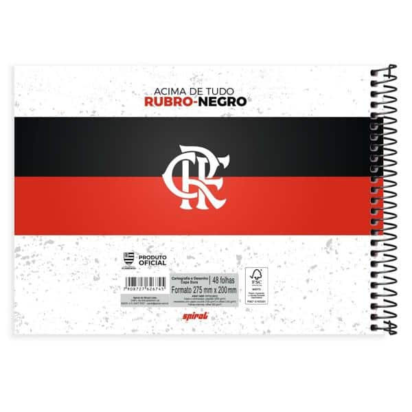 Caderno Cartografia e Desenho Capa Dura 48 Folhas, Flamengo, 2526745, Spiral Fla - PT 1 UN