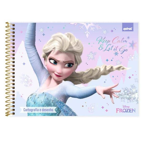 Caderno Cartografia e Desenho Capa Dura 48 Folhas, Frozen, 2526752, Spiral Frz - PT 1 UN