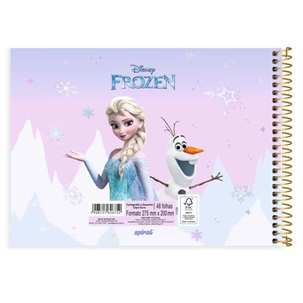 Caderno Cartografia e Desenho Capa Dura 48 Folhas Frozen Disney Spiral - PT 1 UN