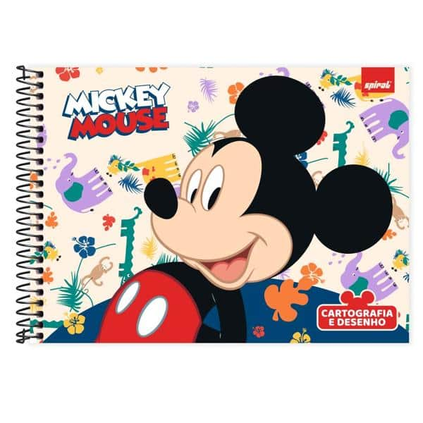 Caderno Cartografia e Desenho Capa Dura 48 Folhas, Mickey Clássico, 2526790, Spiral Cld - PT 1 UN