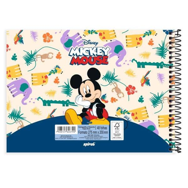 Caderno Cartografia e Desenho Capa Dura 48 Folhas Mickey Clássico Spiral - PT 1 UN