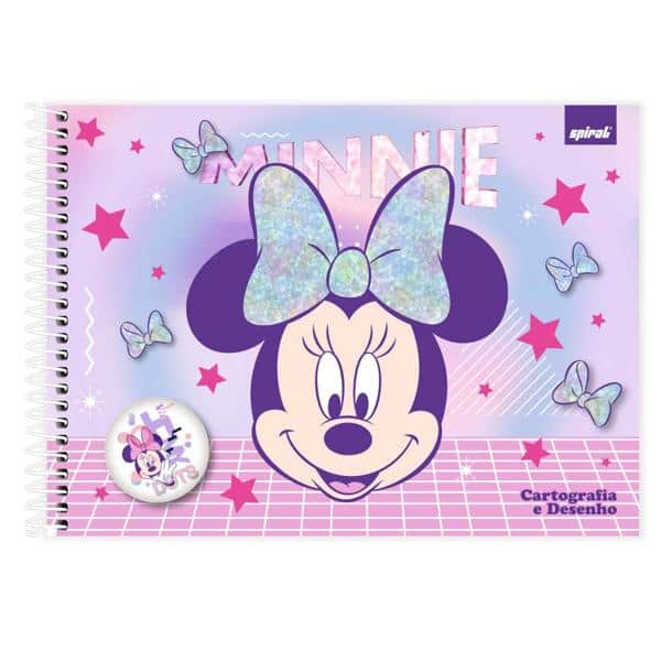 Caderno Cartografia e Desenho Capa Dura 48 Folhas Minnie Disney Clássico Spiral - PT 1 UN