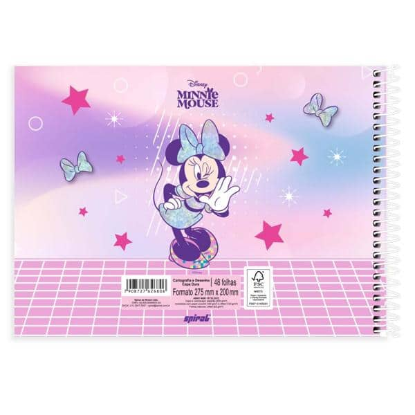 Caderno Cartografia e Desenho Capa Dura 48 Folhas Minnie Disney Clássico Spiral - PT 1 UN