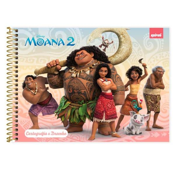 Caderno Cartografia e Desenho Capa Dura 48 Folhas, Moana, 2526813, Spiral Moa - PT 1 UN