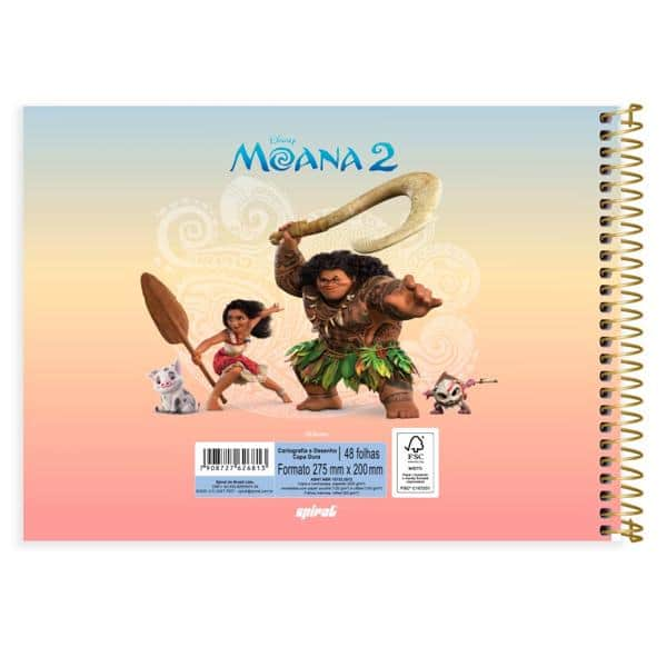 Caderno Cartografia e Desenho Capa Dura 48 Folhas, Moana, 2526813, Spiral Moa - PT 1 UN