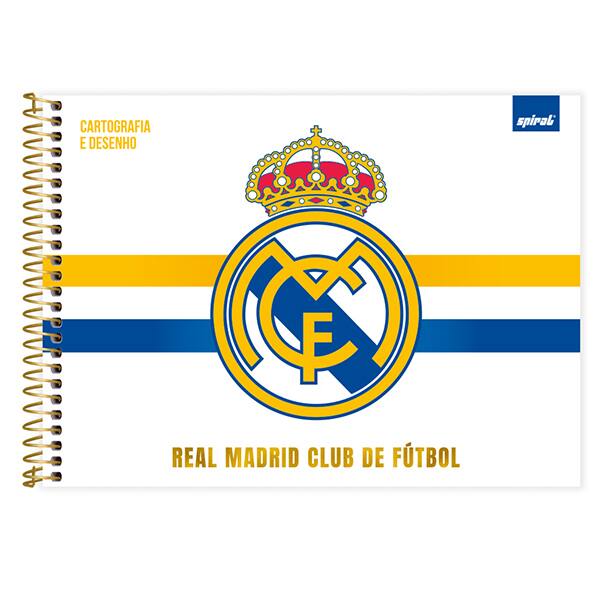 Caderno Cartografia e Desenho Capa Dura 48 Folhas, Real Madrid, 2526837, Spiral Rea - PT 1 UN