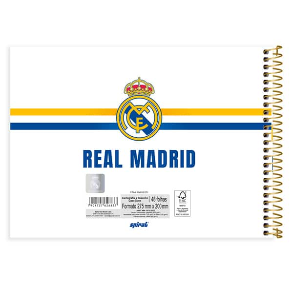 Caderno Cartografia e Desenho Capa Dura 48 Folhas, Real Madrid, 2526837, Spiral Rea - PT 1 UN