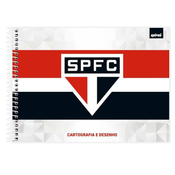 Caderno Cartografia e Desenho Capa Dura 80 Folhas, São Paulo Futebol Clube, 2527063, Spiral SPFC - PT 1 UN