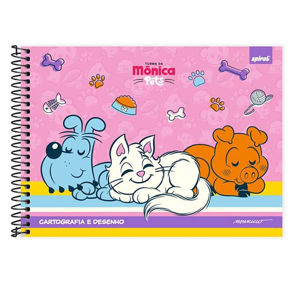 Caderno Cartografia e Desenho Capa Dura 80 Folhas, Turma da Mônica Pets, 2527087, Tdp - PT 1 UN