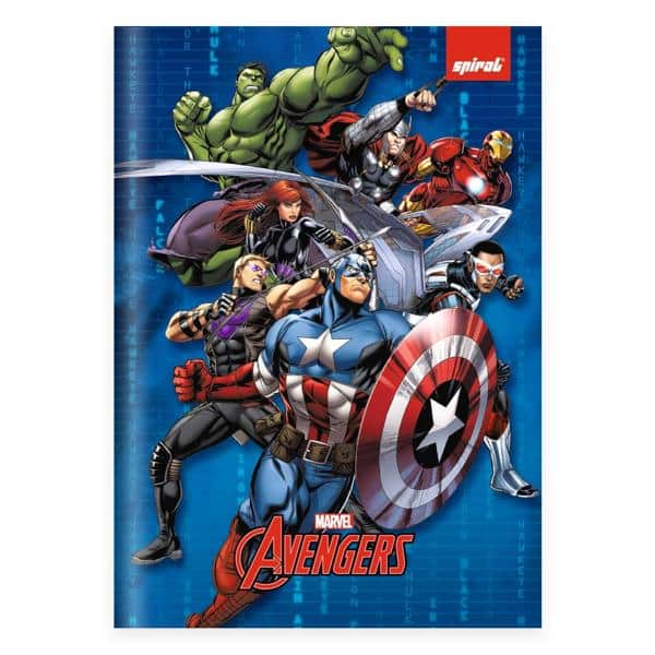 Caderno 1/4 costurado capa dura, 1 matéria, 80 folhas, Avengers, 2527094, Spiral Av - PT 1 UN