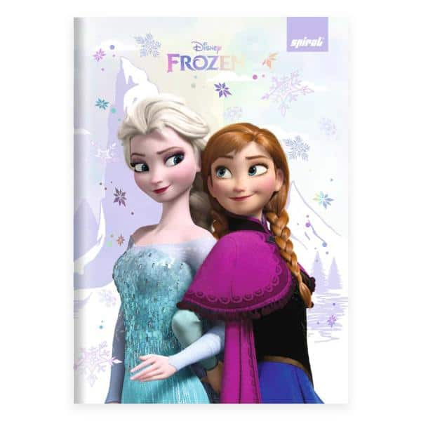 Caderno 1/4 costurado Capa Dura 1 matéria 80 Folhas Frozen Disney Spiral - PT 1 UN