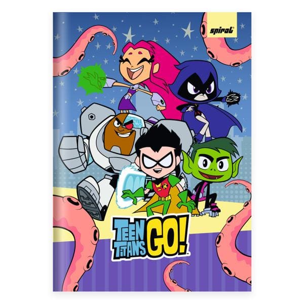 Caderno 1/4 costurado capa dura, 1 matéria, 80 folhas, Teen Titans Go, 2527155, Spiral Ttg - PT 1 UN