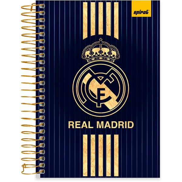 Caderno 1/4 espiral capa dura, 160 folhas, Real Madrid, 2527285, Spiral Rea - PT 1 UN