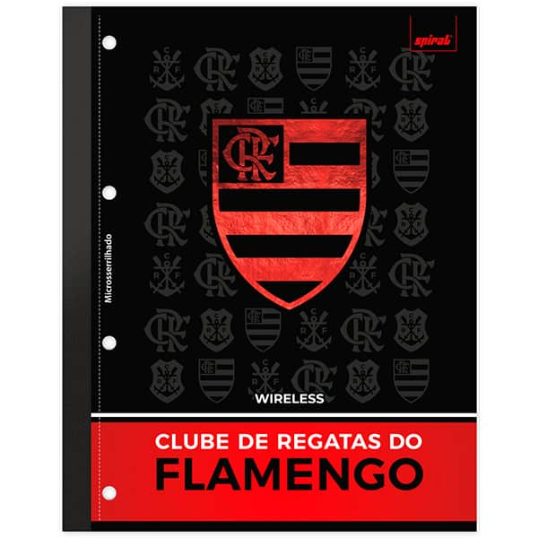 Caderno Universitário Wireless com Folhas Coladas 1x1 80 Folhas Falemngo, Spiral Fla - PT 1 UN