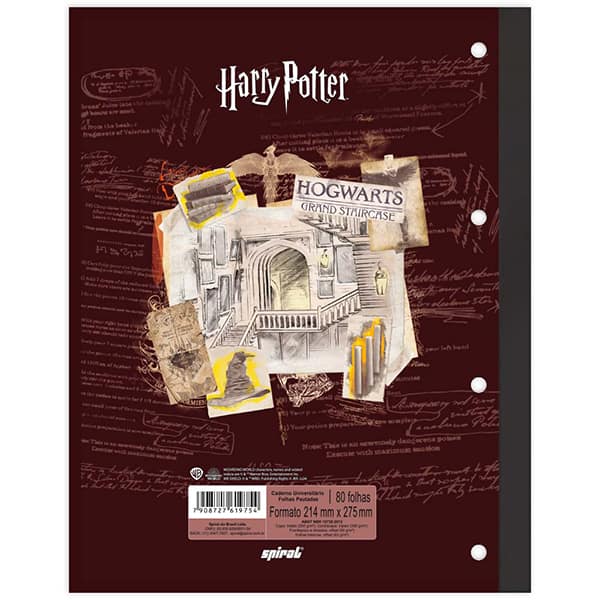 Caderno Universitário Wireless com Folhas Coladas, 1 x 1, 80 Folhas, Harry Potter, PT 1 UN