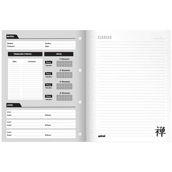 Caderno Universitário Wireless com Folhas Coladas, 1 x 1, 80 Folhas, Zen, 2521047, Spiral Zen - PT 1 UN