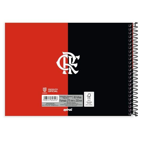 Caderno Cartografia e Desenho Capa Dura 80 Folhas, Flamengo, 2526943, Spiral Fla - PT 1 UN