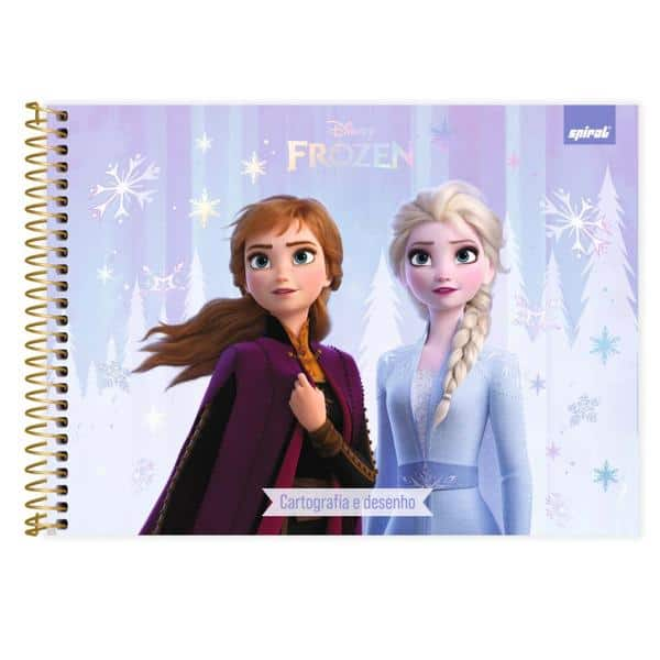 Caderno Cartografia e Desenho Capa Dura 80 Folhas, Frozen, 2526950, Spiral Frz - PT 1 UN