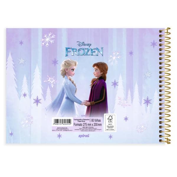 Caderno Cartografia e Desenho Capa Dura 80 Folhas Frozen Disney Spiral - PT 1 UN