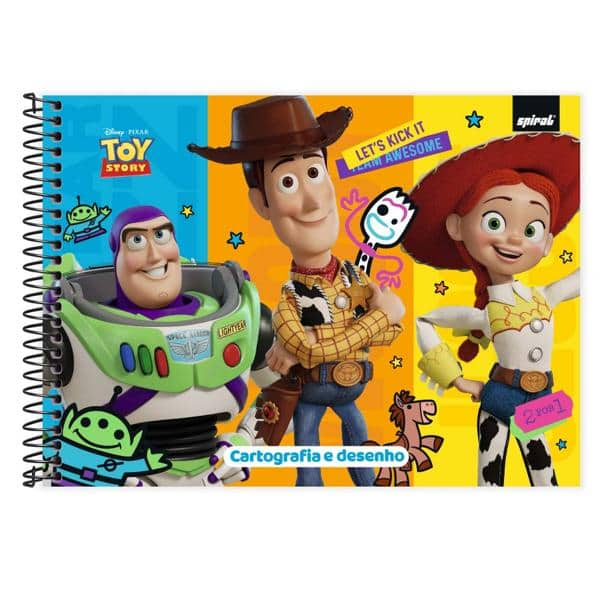 Caderno Cartografia e Desenho Capa Dura 80 Folhas, Toy Story, 2526967, Spiral Toy - PT 1 UN