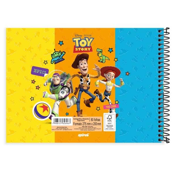 Caderno Cartografia e Desenho Capa Dura 80 Folhas, Toy Story, 2526967, Spiral Toy - PT 1 UN