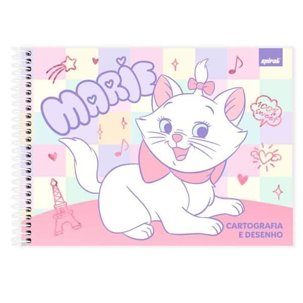 Caderno Cartografia e Desenho Capa Dura 80 Folhas Marie Disney Spiral - PT 1 UN