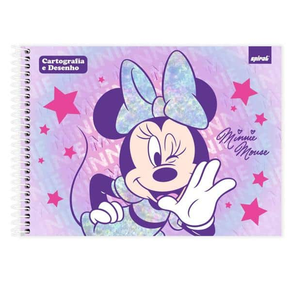 Caderno Cartografia e Desenho Capa Dura 80 Folhas, Minnie Clássica, 2527018, Spiral Mn - PT 1 UN