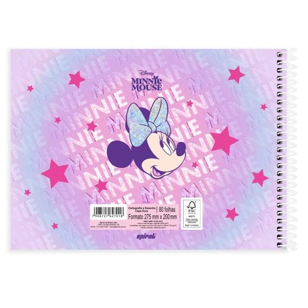 Caderno Cartografia e Desenho Capa Dura 80 Folhas, Minnie Clássica, 2527018, Spiral Mn - PT 1 UN