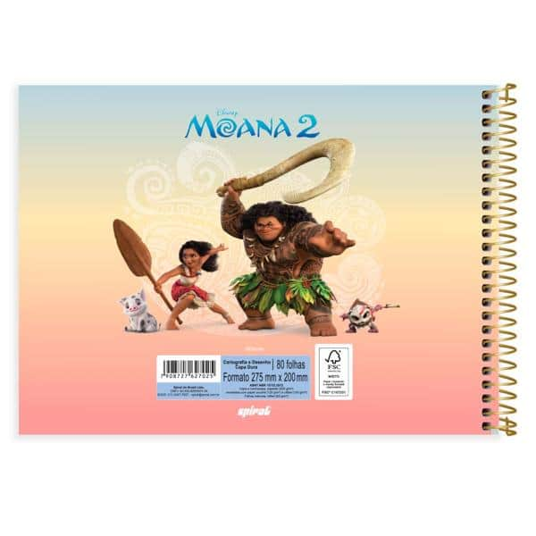 Caderno Cartografia e Desenho Capa Dura 80 Folhas, Moana, 2527025, Spiral Moa - PT 1 UN