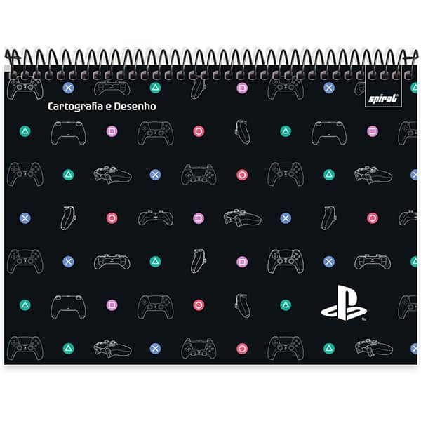 Caderno Cartografia e Desenho Capa Dura 80 Folhas, Espiral superior, Playstation, 2513189, Spiral Ps - PT 1 UN