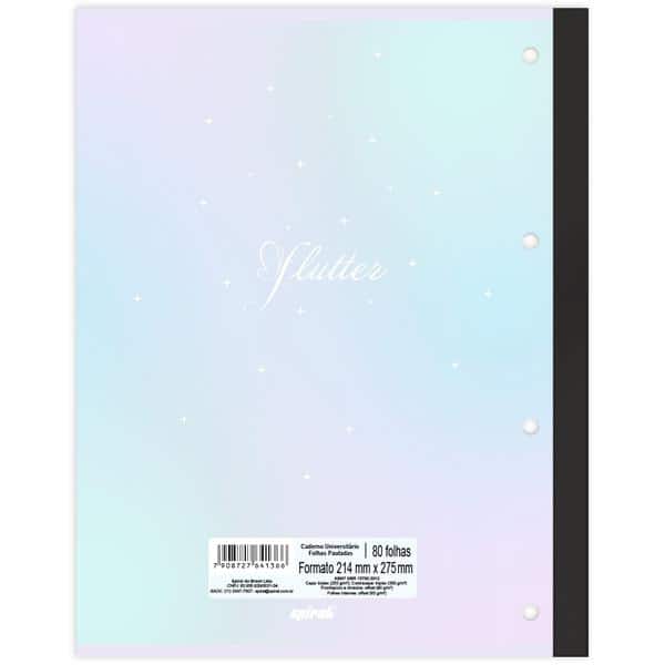 Caderno univ.1x1 80fls coladas wire. Flutter 2641366 Spiral Flu PT 1 UN
