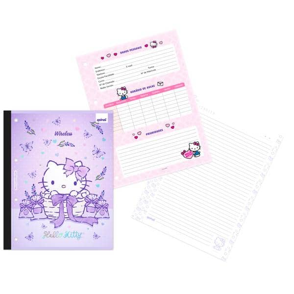Caderno Universitário Wireless com Folhas Coladas 1x1 80 Folhas, Hello Kitty, 2641380, Spiral Hki - PT 1 UN Caderno Universitário Wireless com Folhas Coladas 1x1 80 Folhas, Hello Kitty, 2641380, Spiral Hki - PT 1 UN