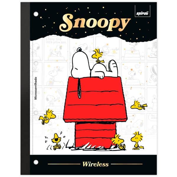 Caderno univ.1x1 80fls coladas wire. Snoopy 2641397 Spiral Sno PT 1 UN
