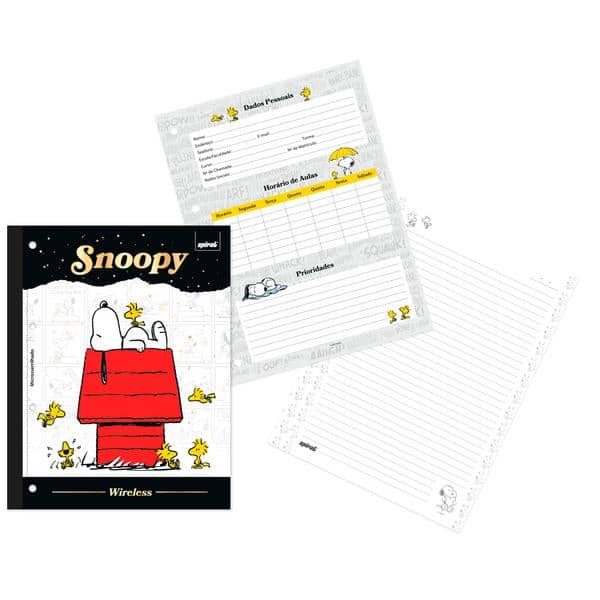 Caderno univ.1x1 80fls coladas wire. Snoopy 2641397 Spiral Sno PT 1 UN