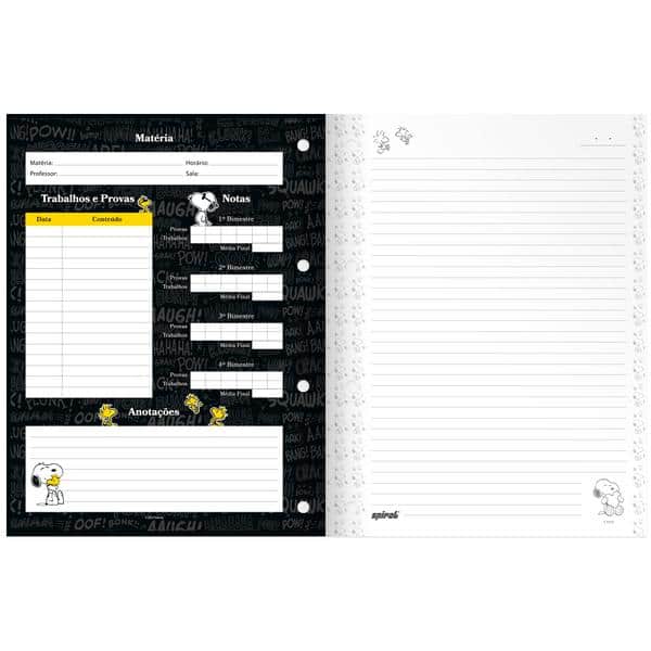 Caderno univ.1x1 80fls coladas wire. Snoopy 2641397 Spiral Sno PT 1 UN