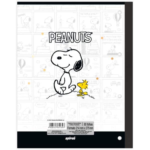 Caderno univ.1x1 80fls coladas wire. Snoopy 2641397 Spiral Sno PT 1 UN