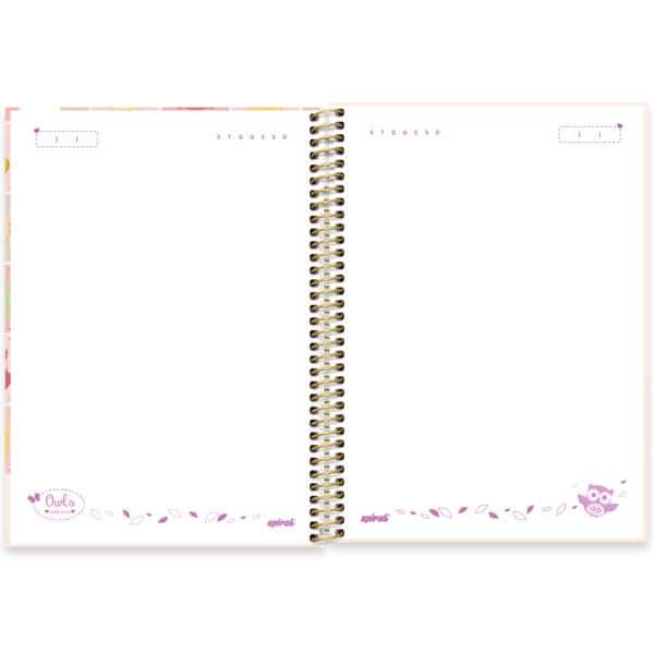 Caderno Universitário Capa Dura, 1 x 1, 80 Folhas, Corujinhas, 2637901, Spiral Cor - PT 1 UN