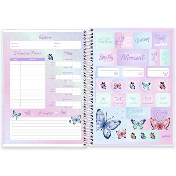 Caderno Universitário Capa Dura, 1 x 1, 80 Folhas, Flutter, 2637932, Spiral Flu - PT 1 UN