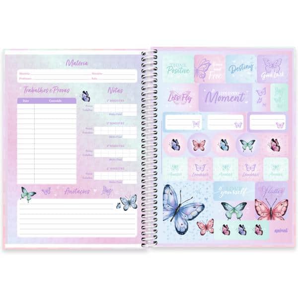 Caderno Universitário Capa Dura, 1 x 1, 80 Folhas, Flutter, 2637949, Spiral Flu - PT 1 UN