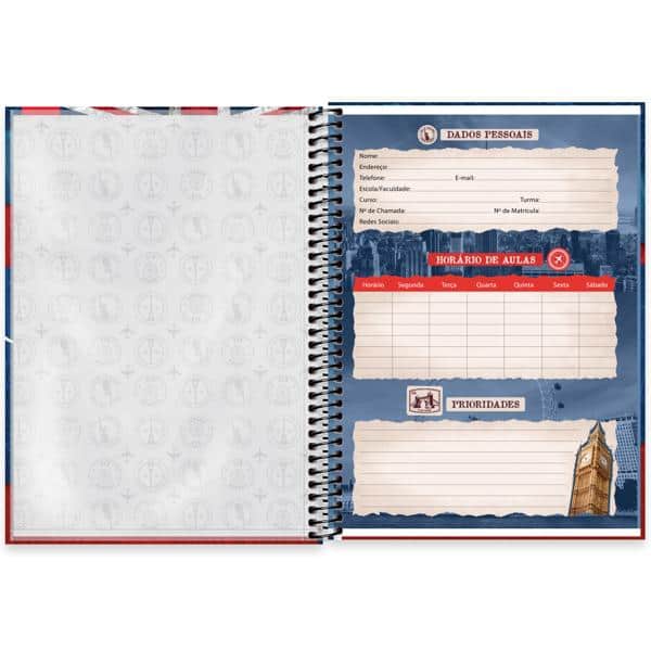 Caderno Universitário Capa Dura, 1 x 1, 80 Folhas, Hard Cover, Londres, 2637956, Spiral Har - PT 1 UN