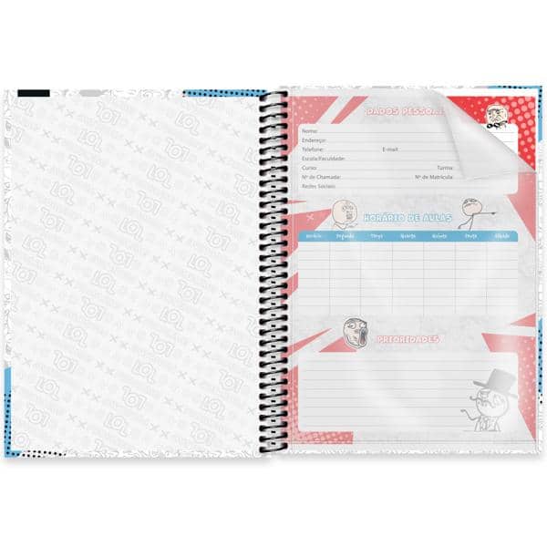 Caderno Universitário Capa Dura, 1 x 1, 80 Folhas, Meme Maniacs, 2638021, Spiral Mm - PT 1 UN