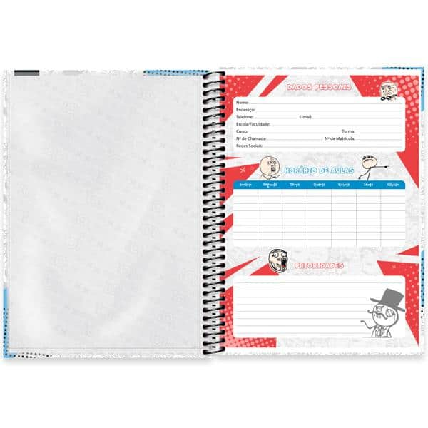 Caderno Universitário Capa Dura, 1 x 1, 80 Folhas, Meme Maniacs, 2638021, Spiral Mm - PT 1 UN