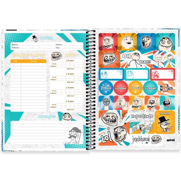 Caderno Universitário Capa Dura, 1 x 1, 80 Folhas, Meme Maniacs, 2638021, Spiral Mm - PT 1 UN