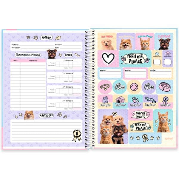 Caderno Universitário Capa Dura, 1 x 1, 80 Folhas, My Pet, 2638052, Spiral Pet - PT 1 UN