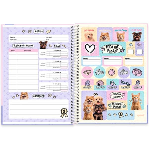 Caderno Universitário Capa Dura, 1 x 1, 80 Folhas, My Pet, 2638069, Spiral Pet - PT 1 UN